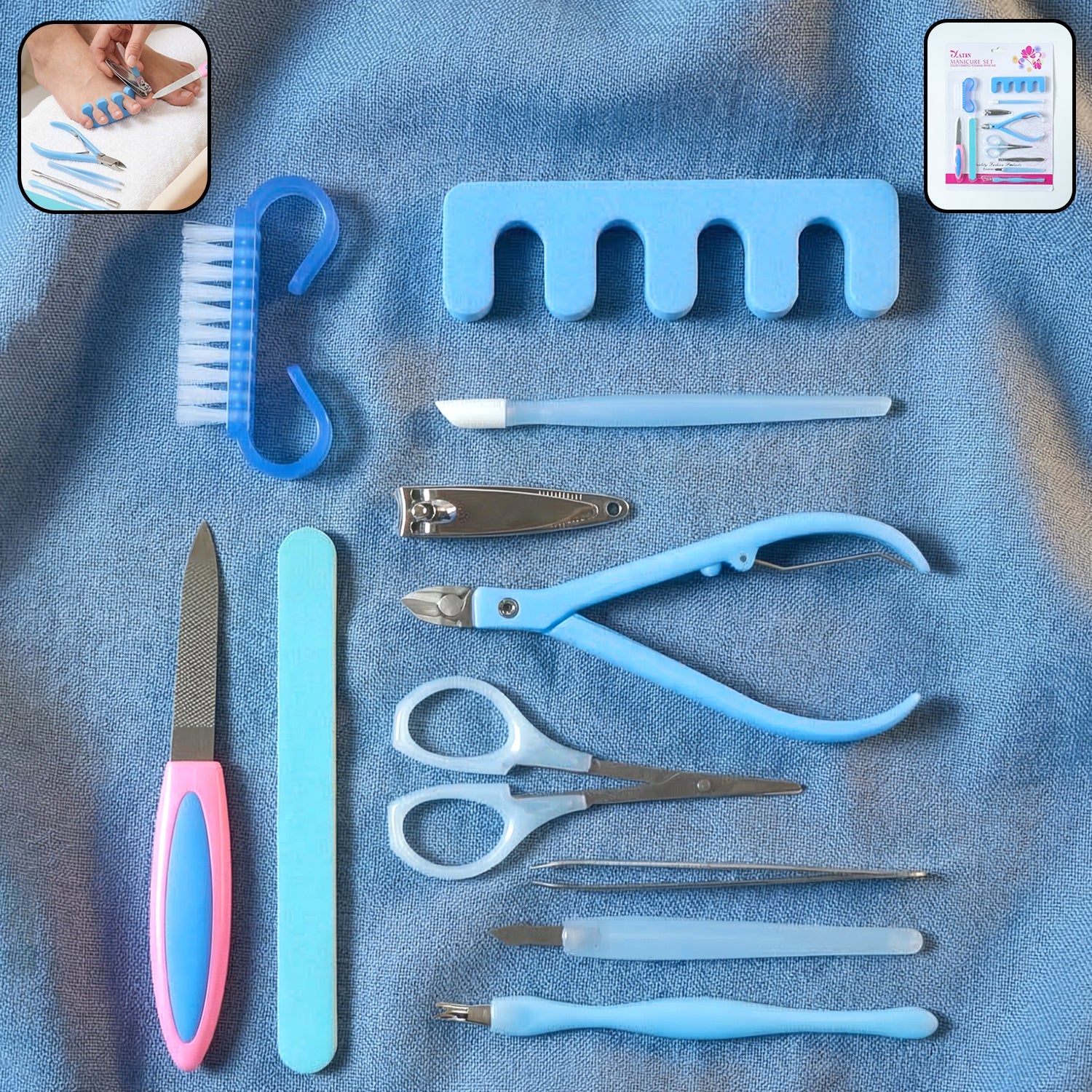 Complete 11 in 1 Manicure Pedicure Nail Care Kit with professional grooming tools