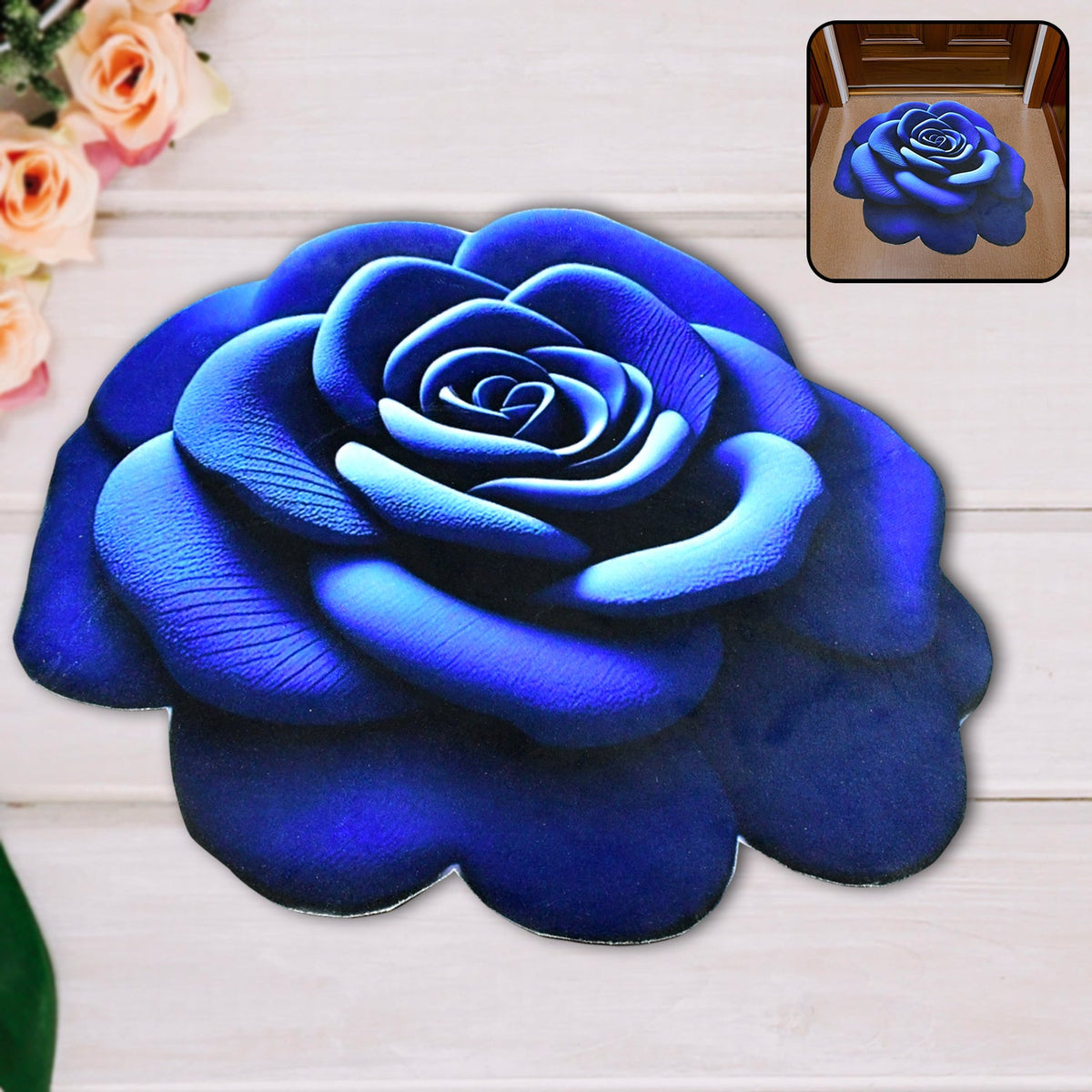 3D Rose Floor Mat – Soft Luxury Anti-Slip Velvet Rug – alvirolifestyle.in