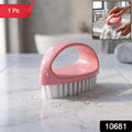 Heavy-duty plastic cleaning brush with ergonomic handle and nylon bristles