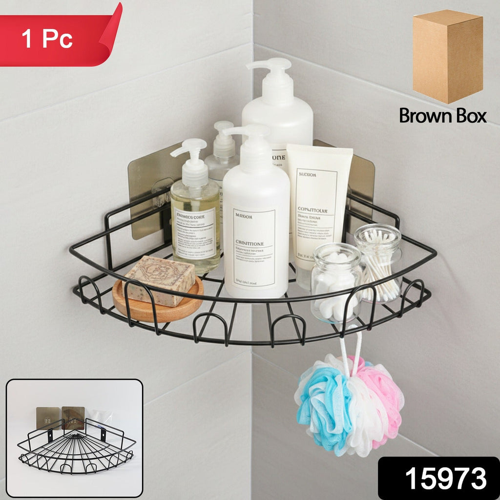 Metal wall-mounted rack with adhesive installation for bathroom