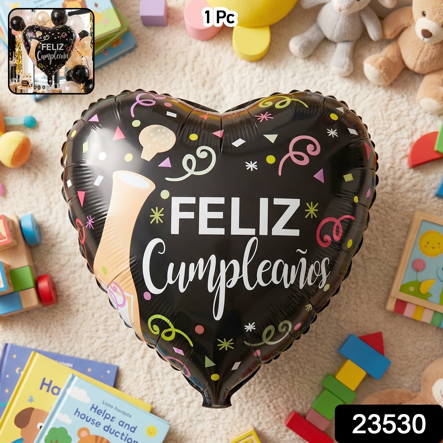 Black foil balloon party decoration for birthdays