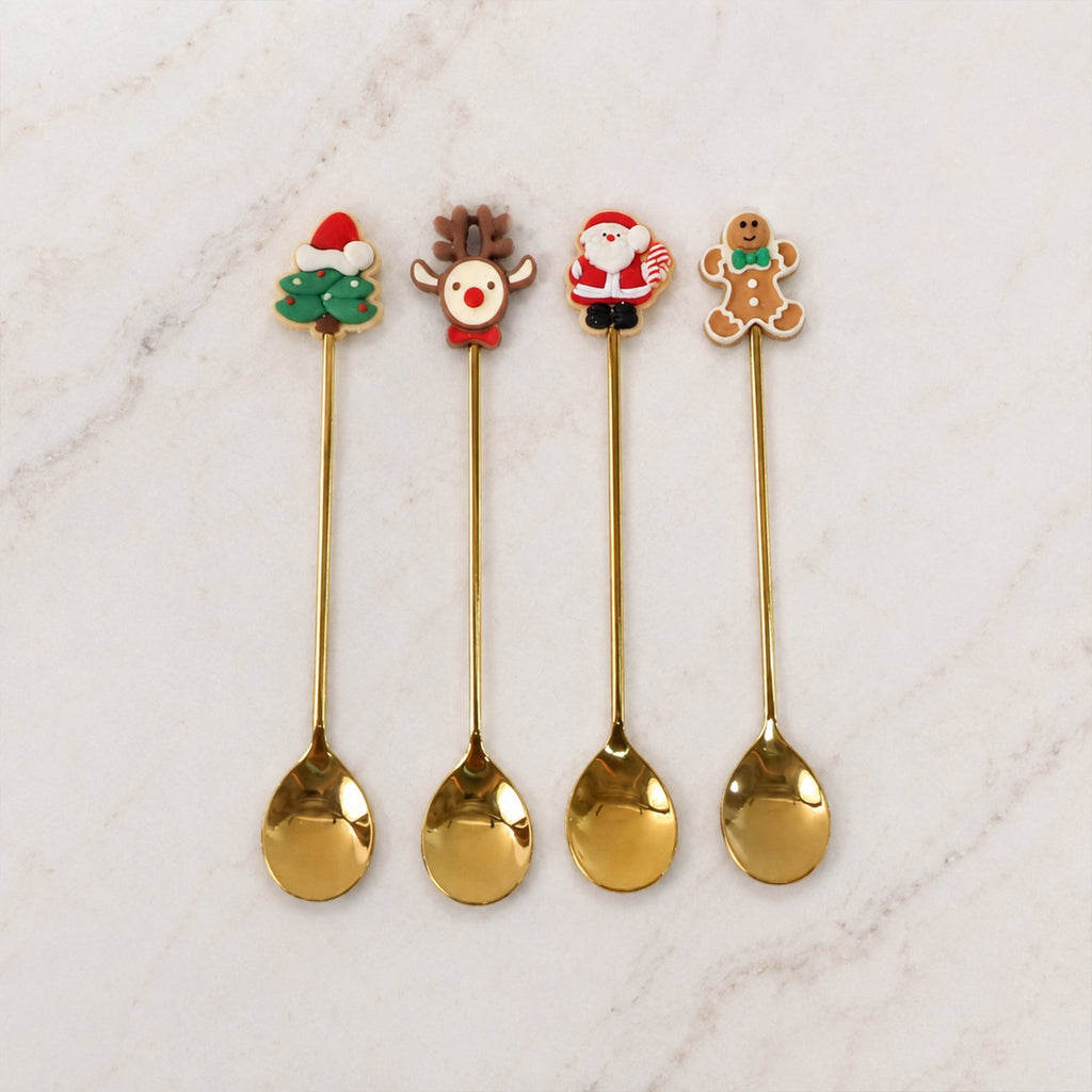 Assorted spoons with attractive golden finish and cartoon design