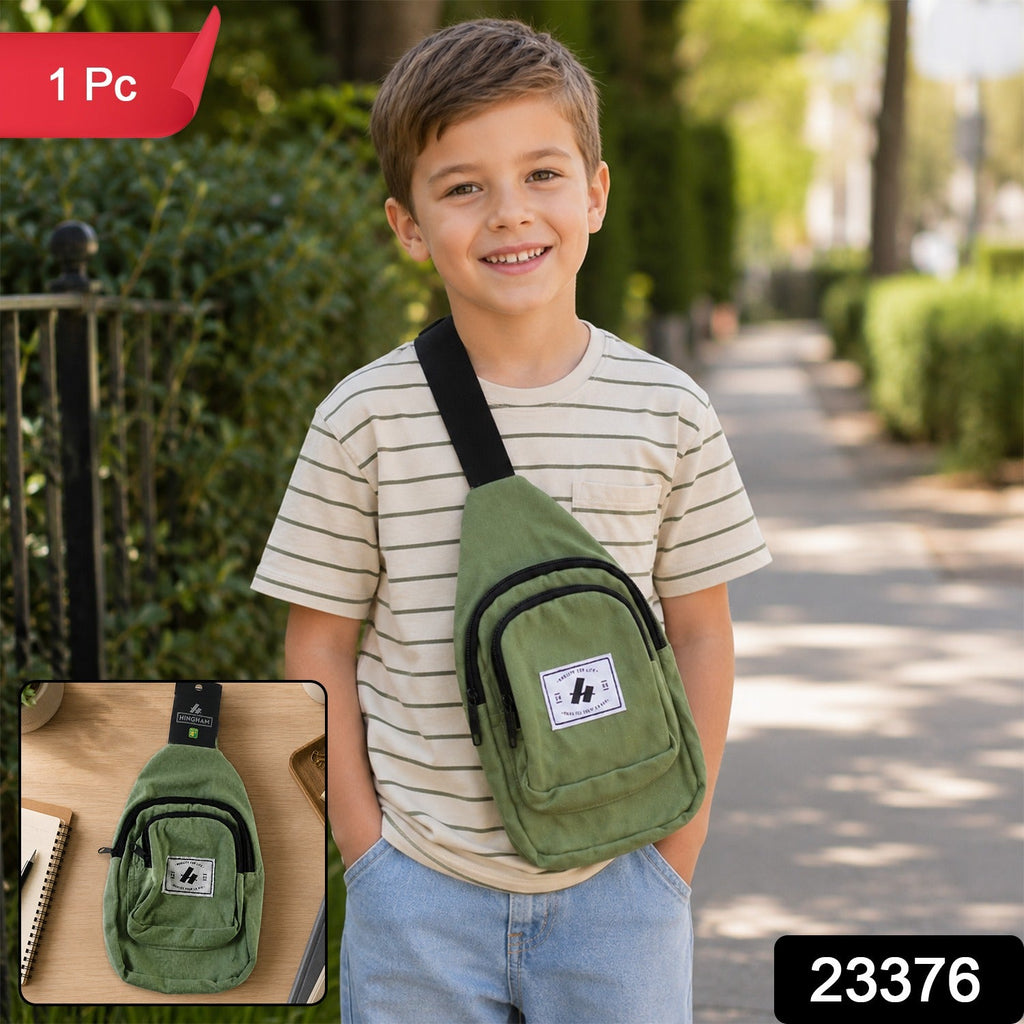 Kids Multi Pocket Sling Crossbody Chest Bag Canvas Bag for Little Boys Girls (1 Pc)