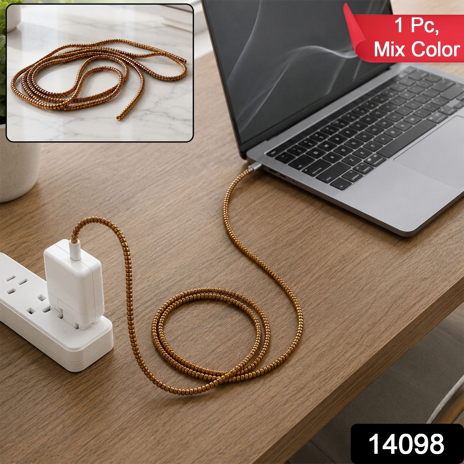 Spiral Cable Protector Sleeve for Laptop Charger Cable, Flexible Cord Saver (1 Pc)