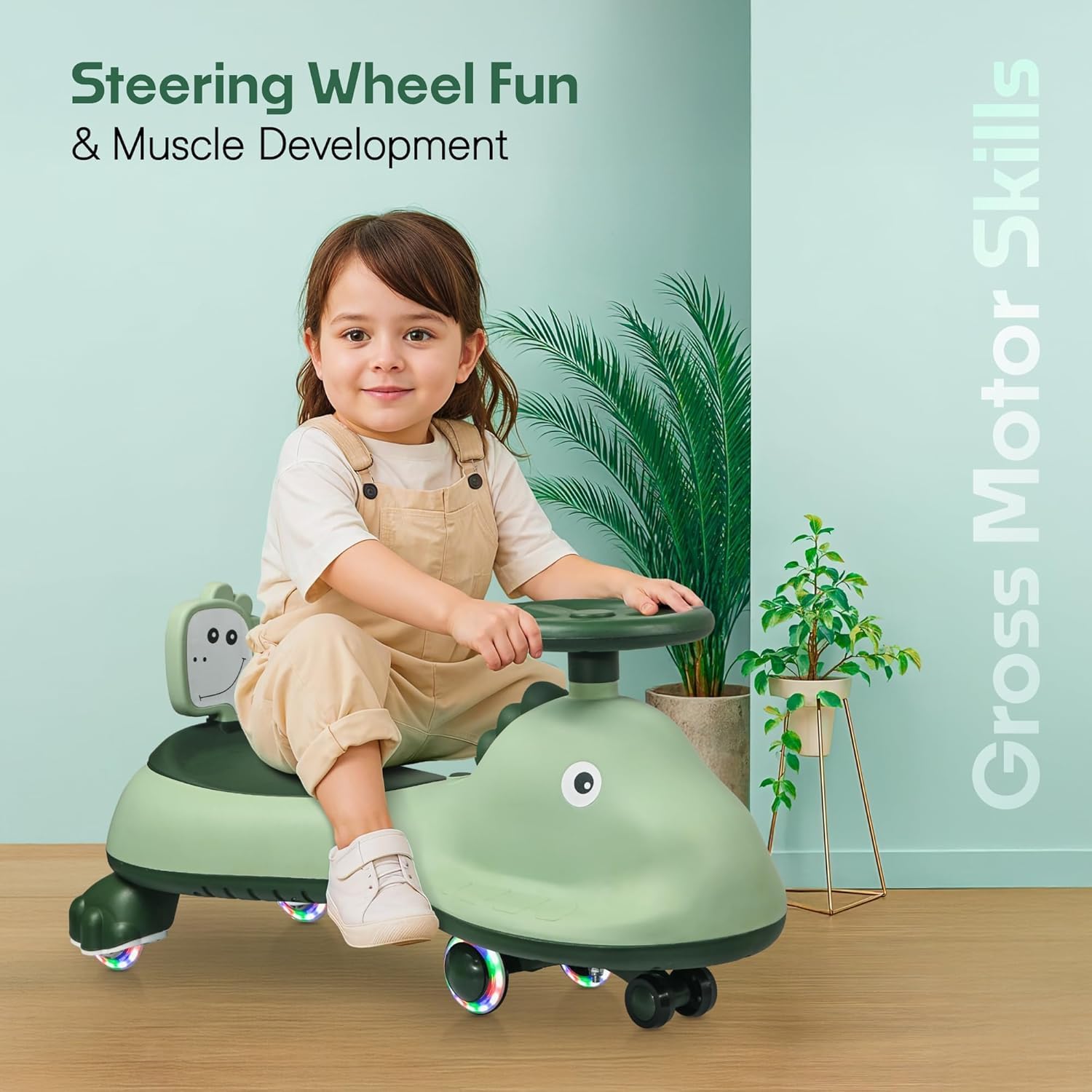 Twist and go swing car toy for toddlers with music