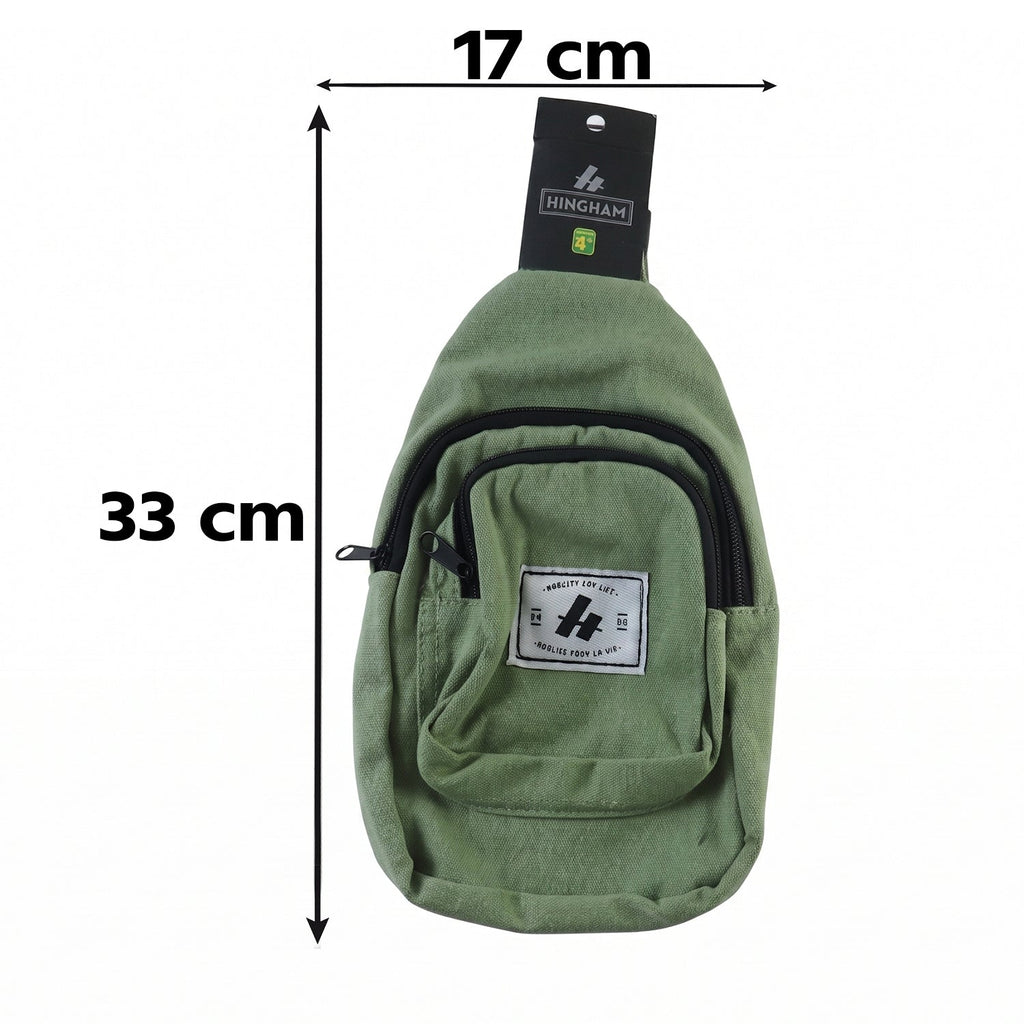 Men Multi Pocket Sling Crossbody Chest Bag Compact Canvas Bag (1 Pc)