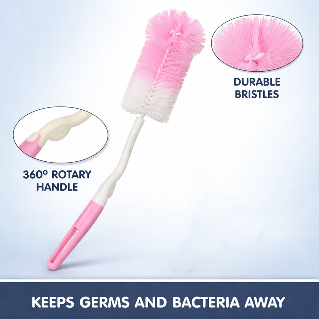 Handle view of bottle cleaning brush with rotary feature