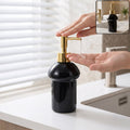 Black glass liquid soap dispenser bottle with gold pump, refillable (1 pc)