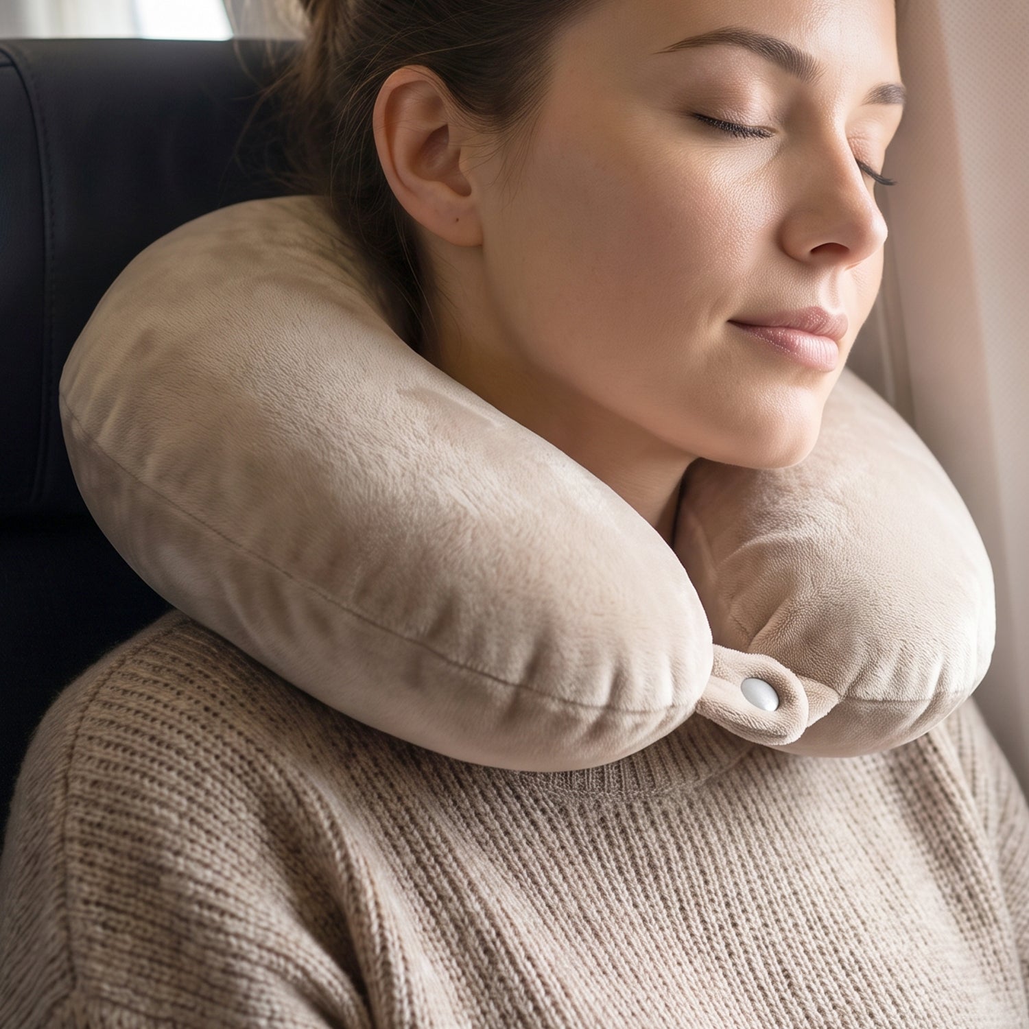 Plush velvet travel pillow for head and neck support