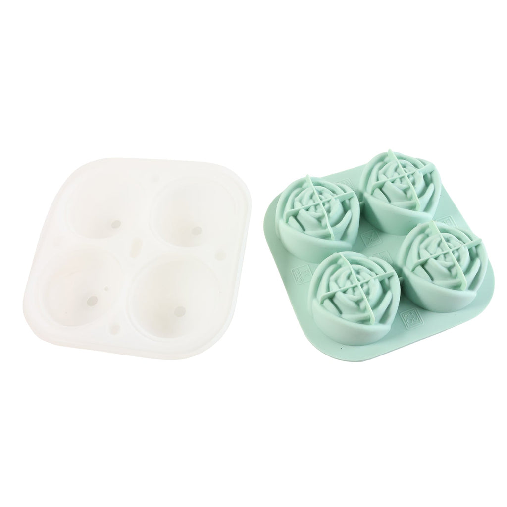 Rose shape ice cube tray filled with water and covered with lid
