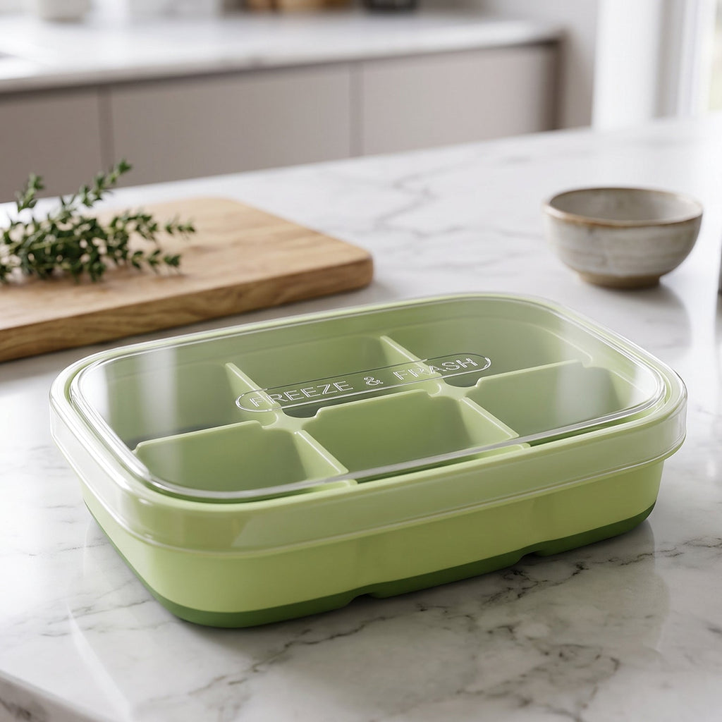 Mini Plastic 6 Cavity Fridge Storage Tray Ice Cube Tray Freezer Mold (1 Pc)