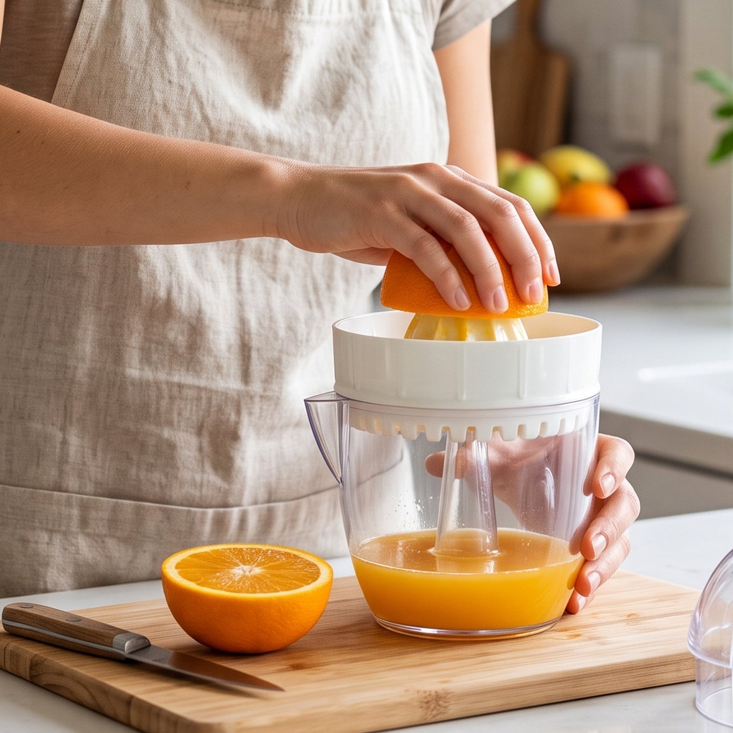 Plastic Mini Manual Citrus Lemon Orange Squeezer with Cup (1 Pc)