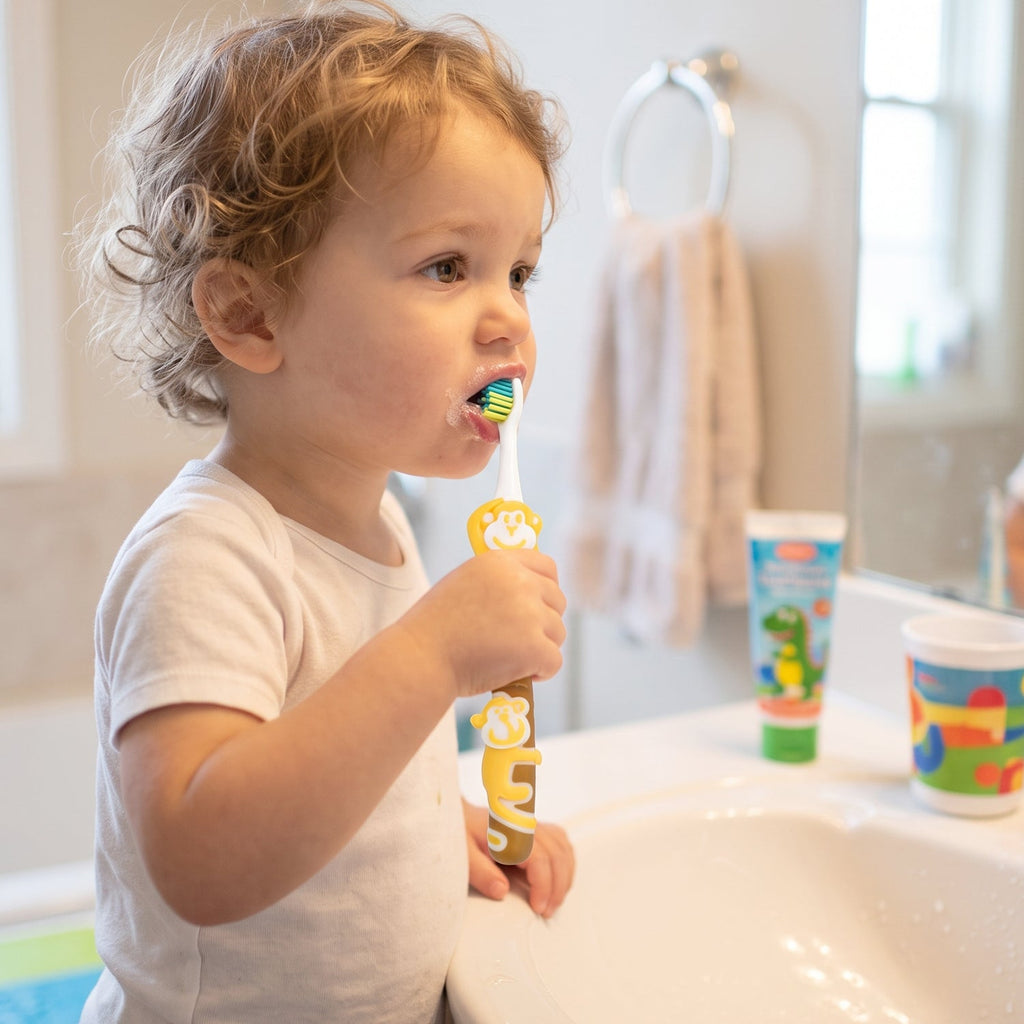 Kids toothbrush with toy to make brushing fun, pack of 2