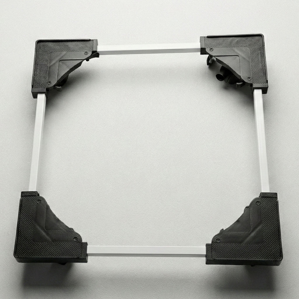 Adjustable appliance stand elevating a washing machine in a laundry area
