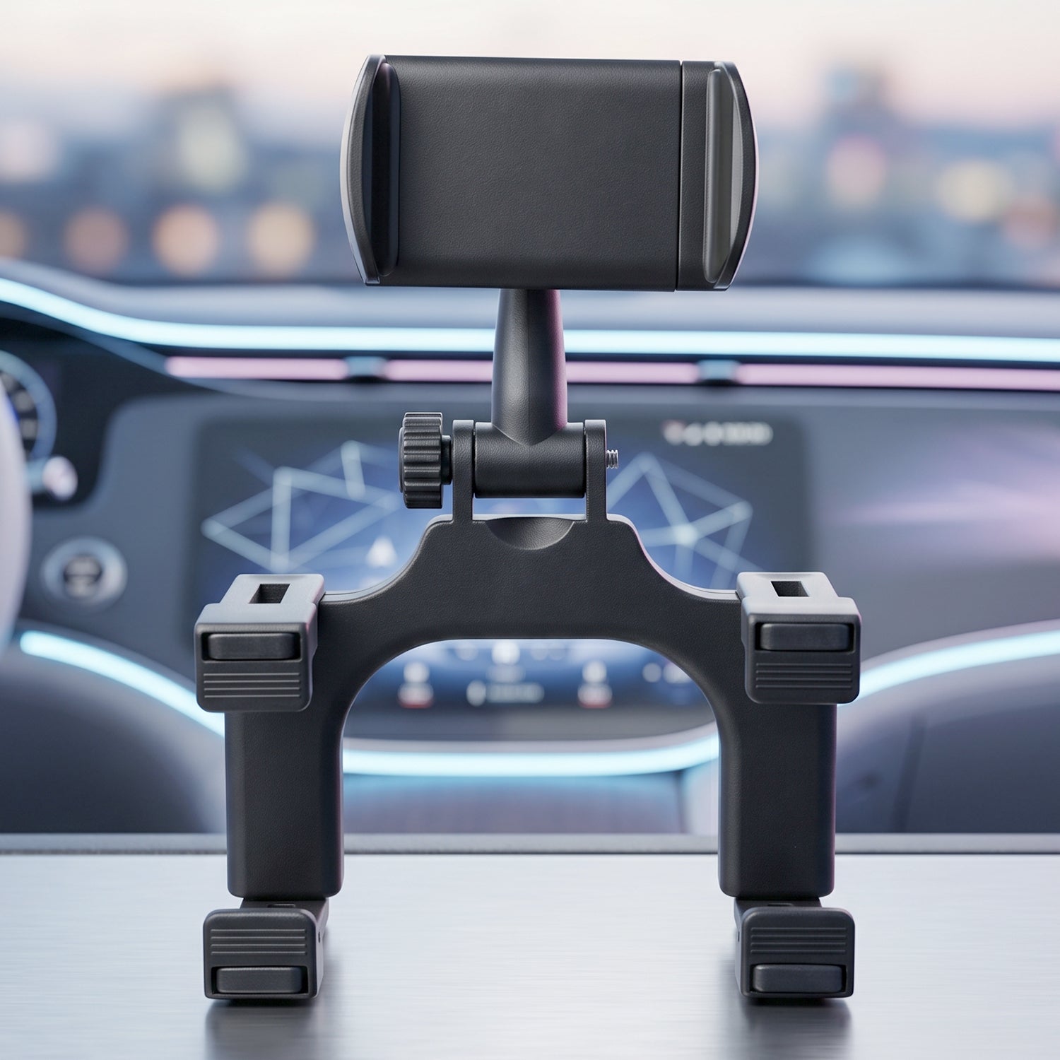 Universal car phone holder that clips to the rear view mirror