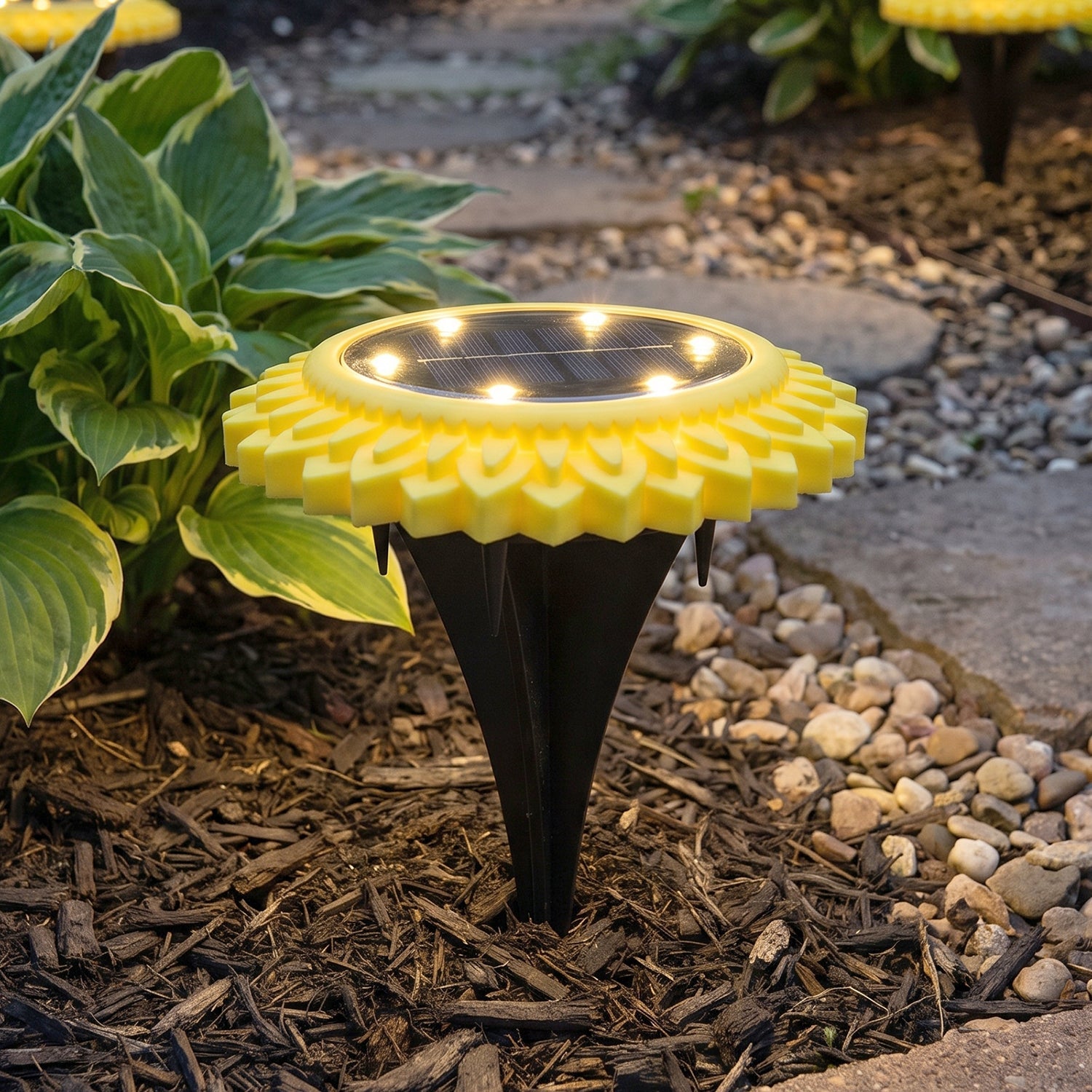 Garden Solar Light 4 Pc Sunflower Waterproof LED Pathway Stake Light (4 Pc Set)