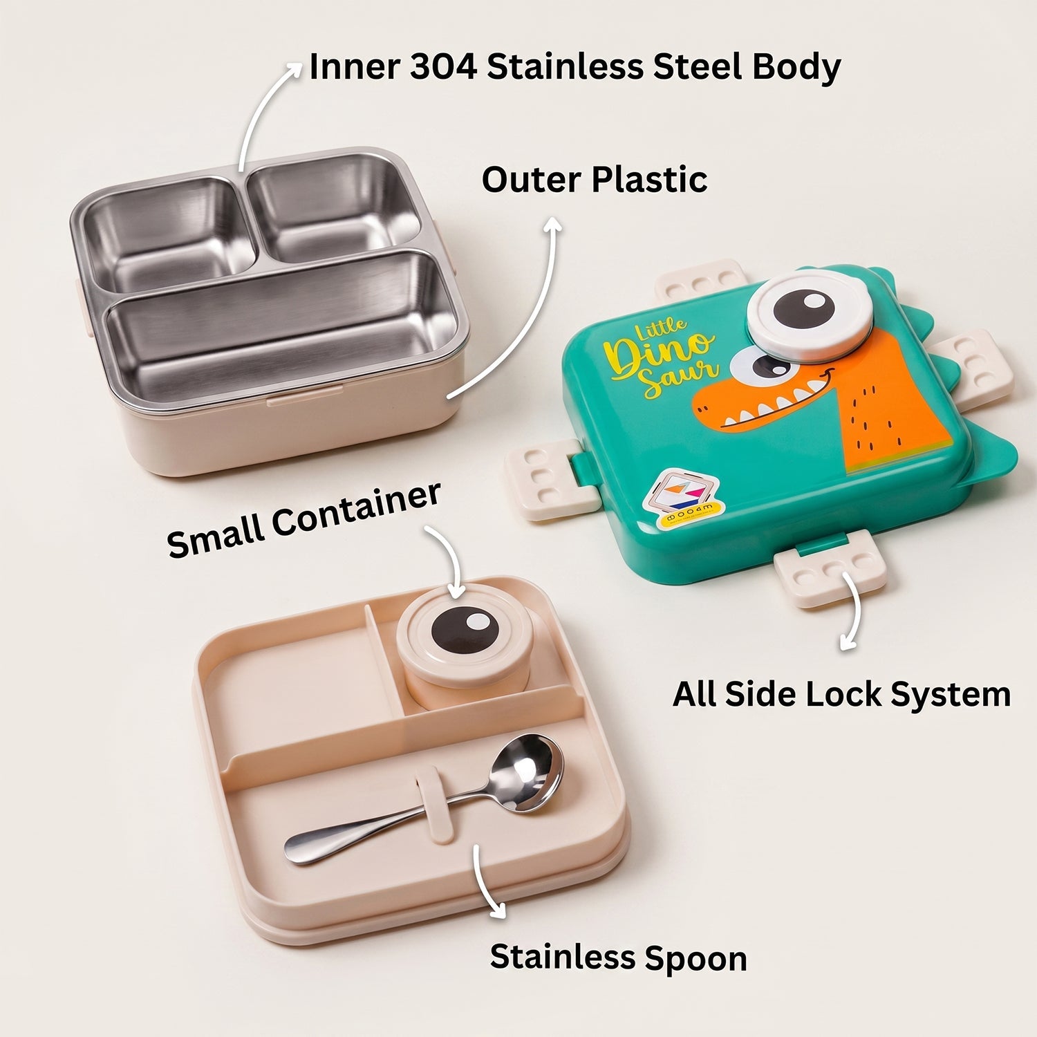Compartment tiffin box for kids snacks and meals