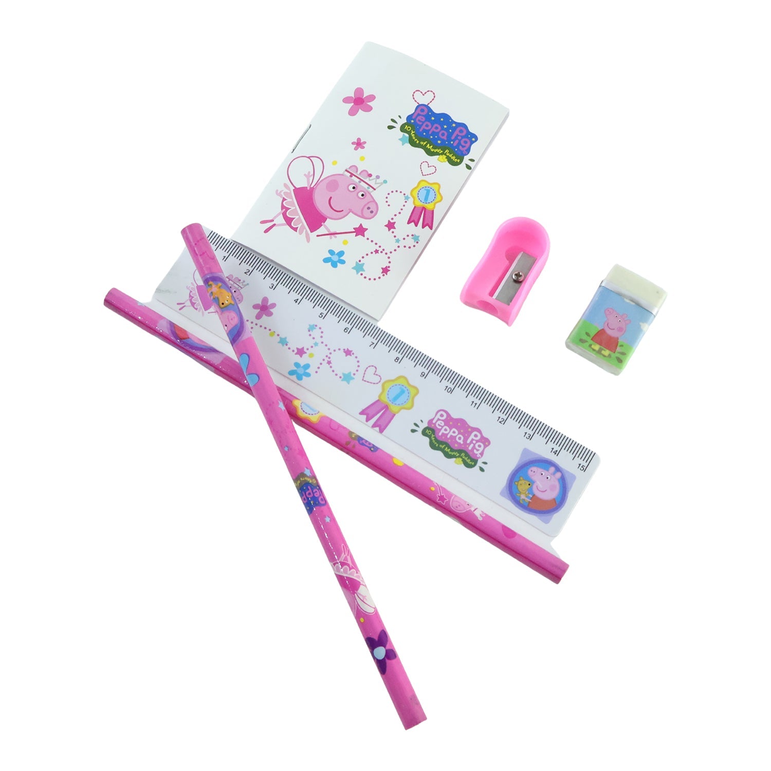 Kids study kit with pencils, ruler and accessories