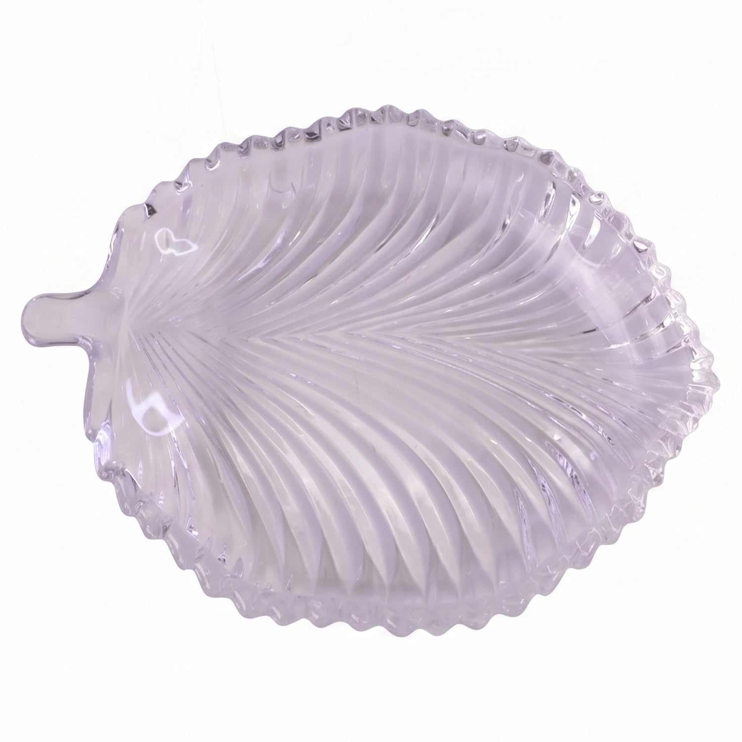 Elegant glass serving tray with leaf motif for festive tables