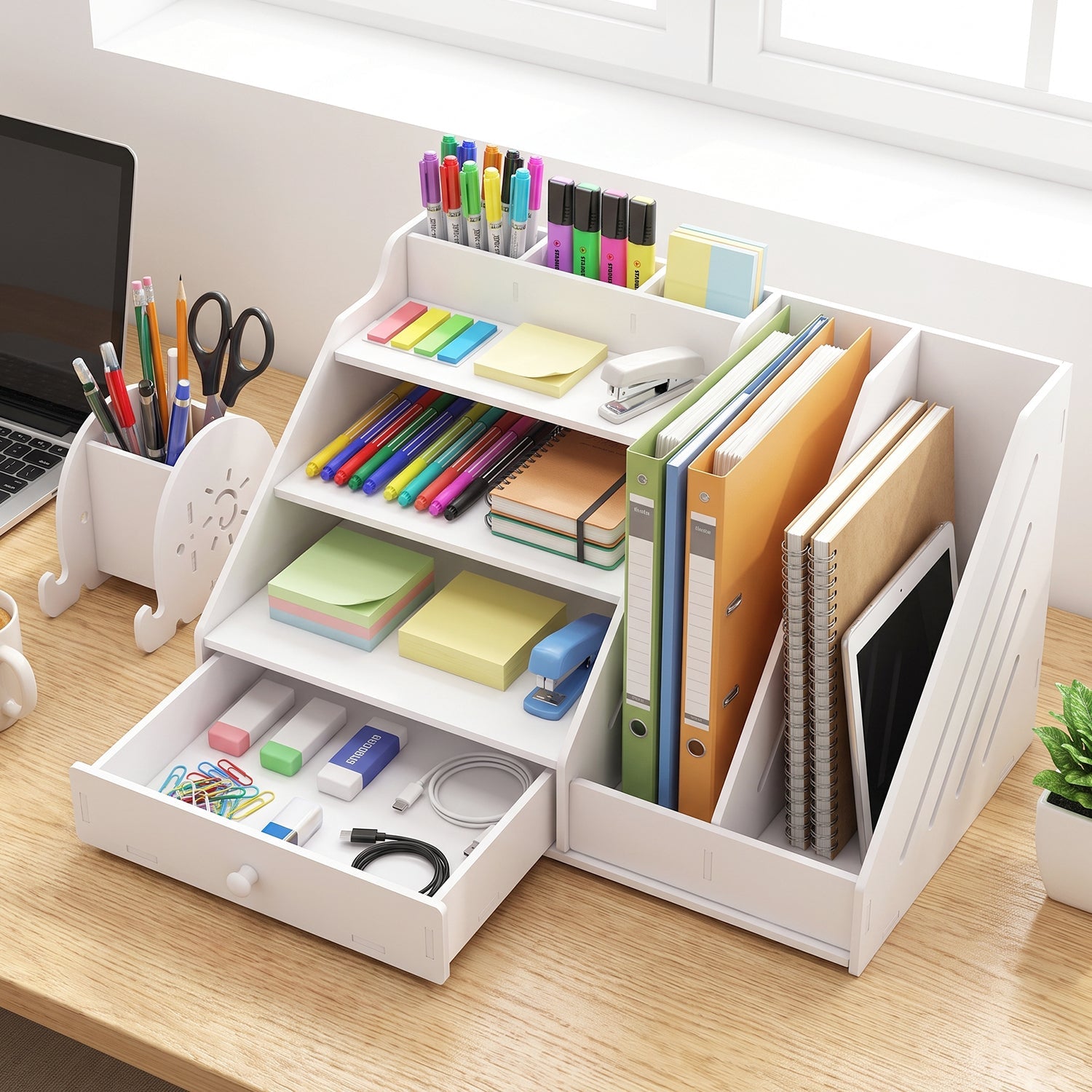 Desk organizer file rack section