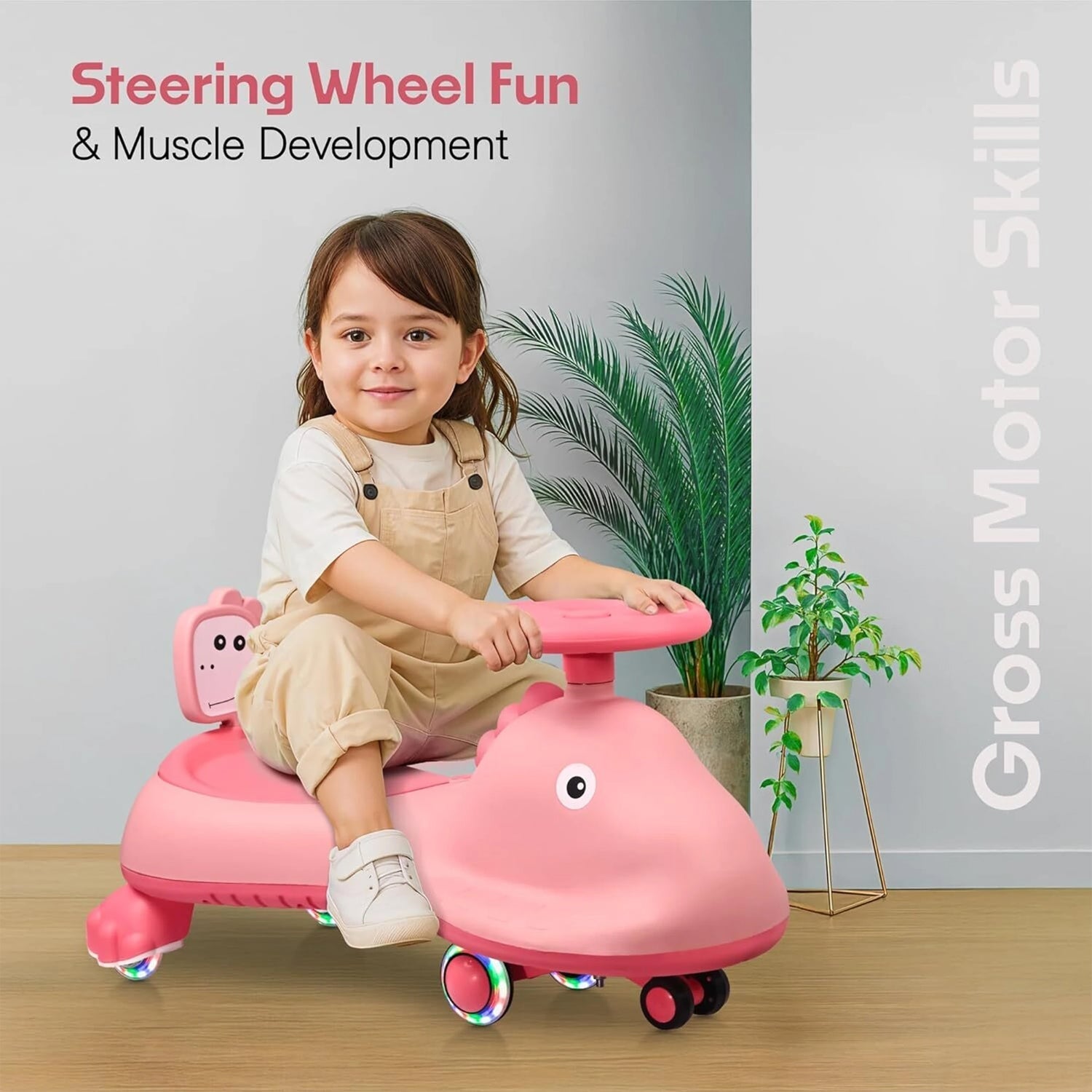 Kids ride on swing car with music, no pedals needed