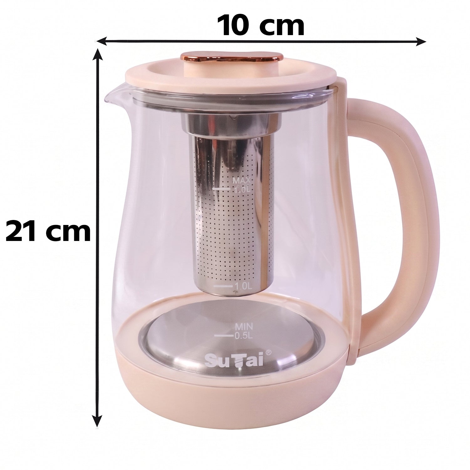 Cordless glass tea maker with infuser for loose leaf tea