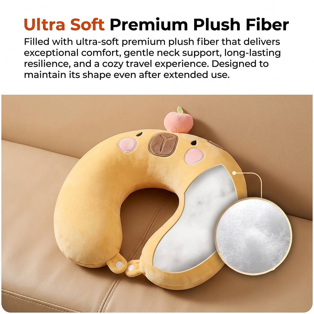 Cuddly capybara neck support pillow for travel and home