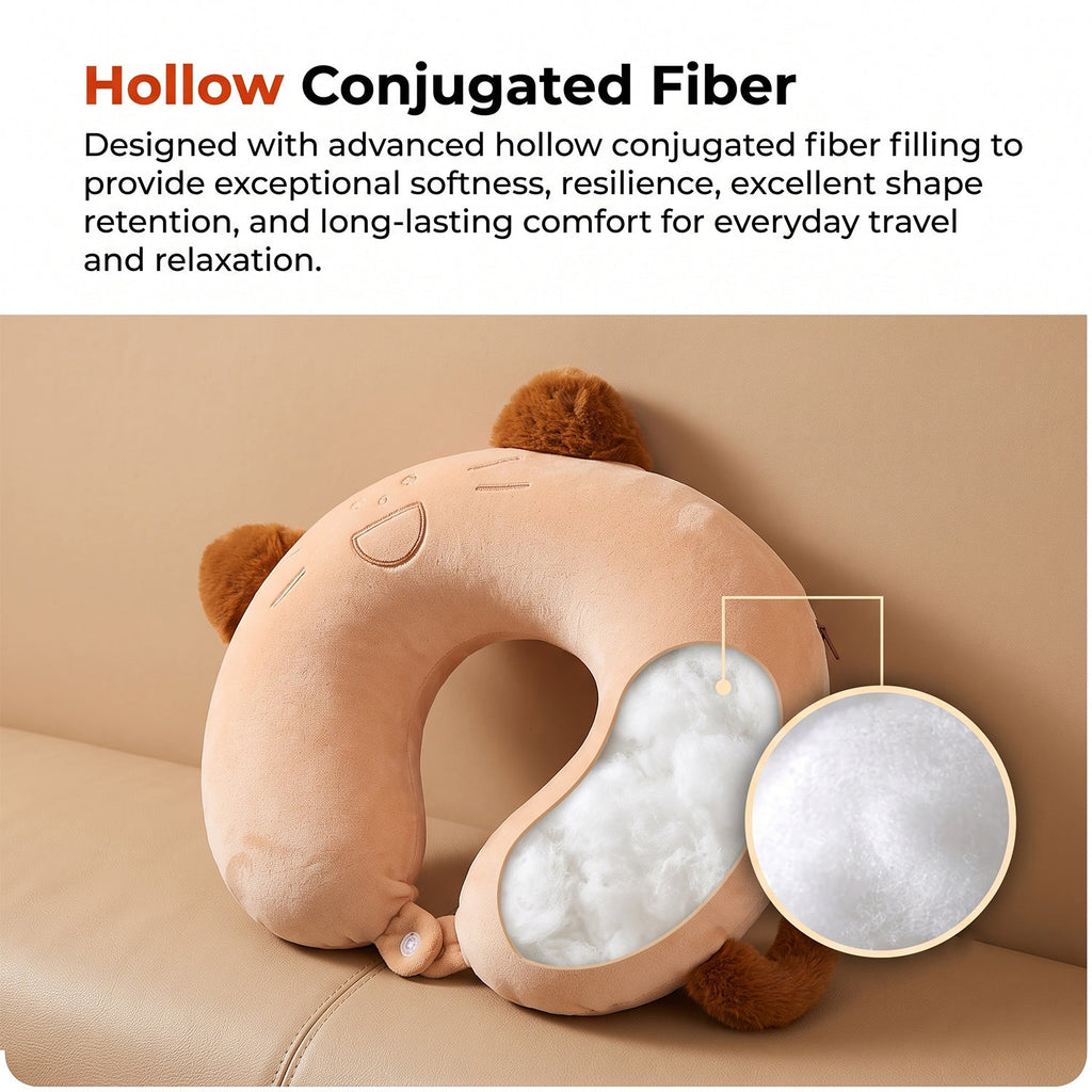 Cuddly cat neck support pillow for travel and home rest