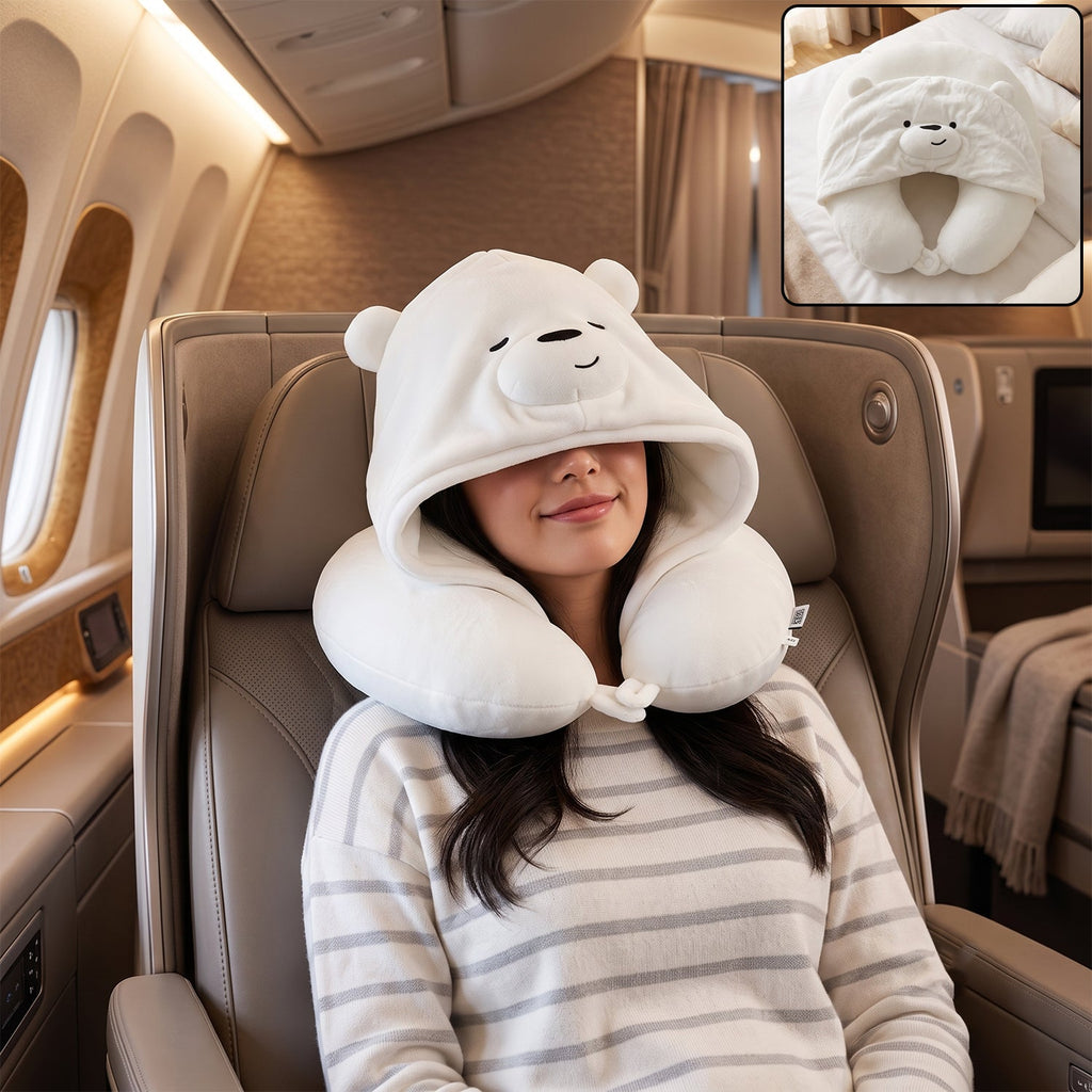 U shaped hooded neck pillow