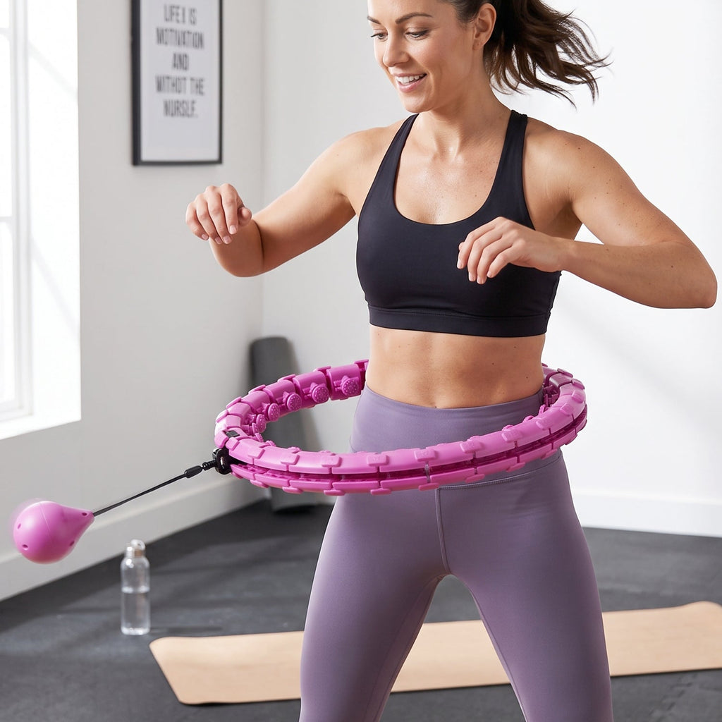 Non falling hula hoop with weighted ball for slimming workouts