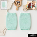 Mint green toddler wool knit knee protector leg warmer on white background