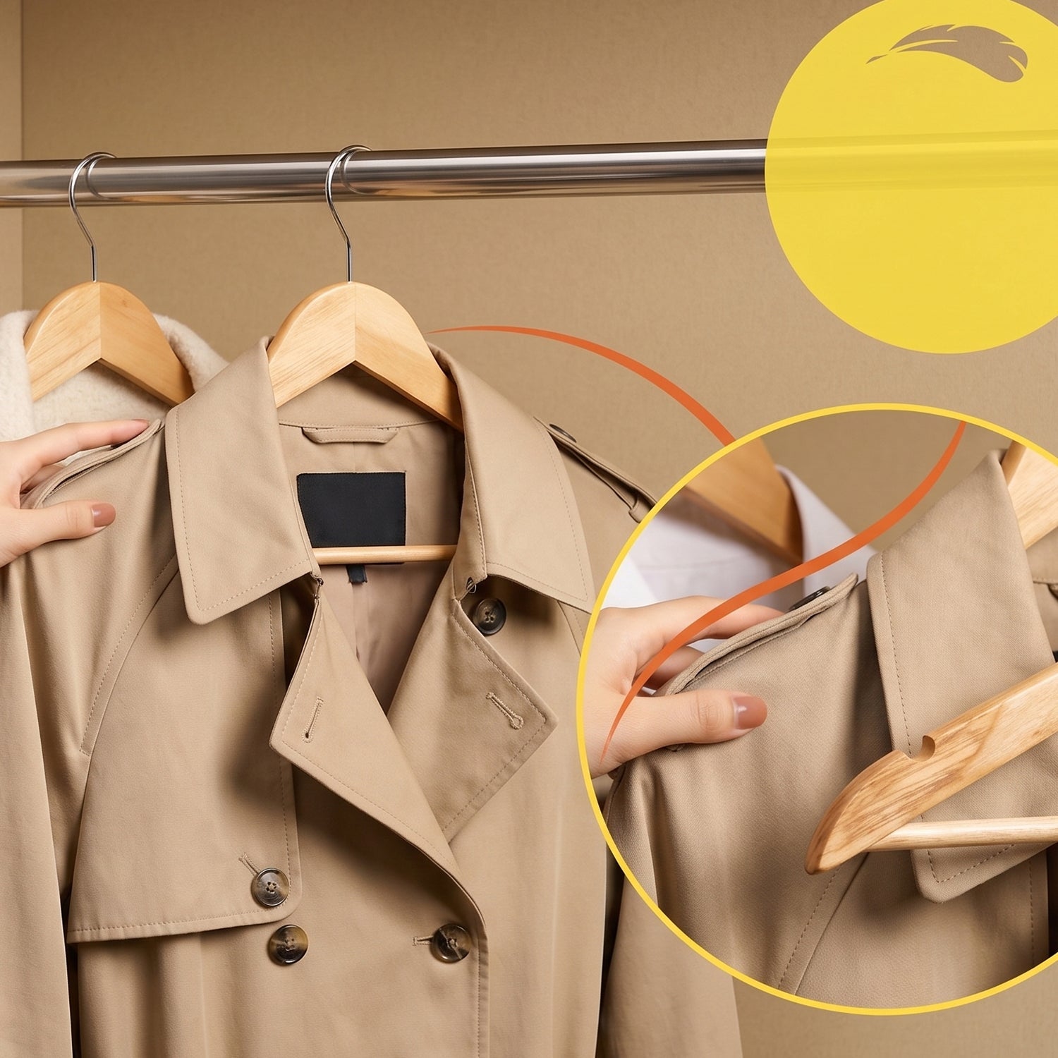 Elegant premium wood hanger for tidy wardrobe storage
