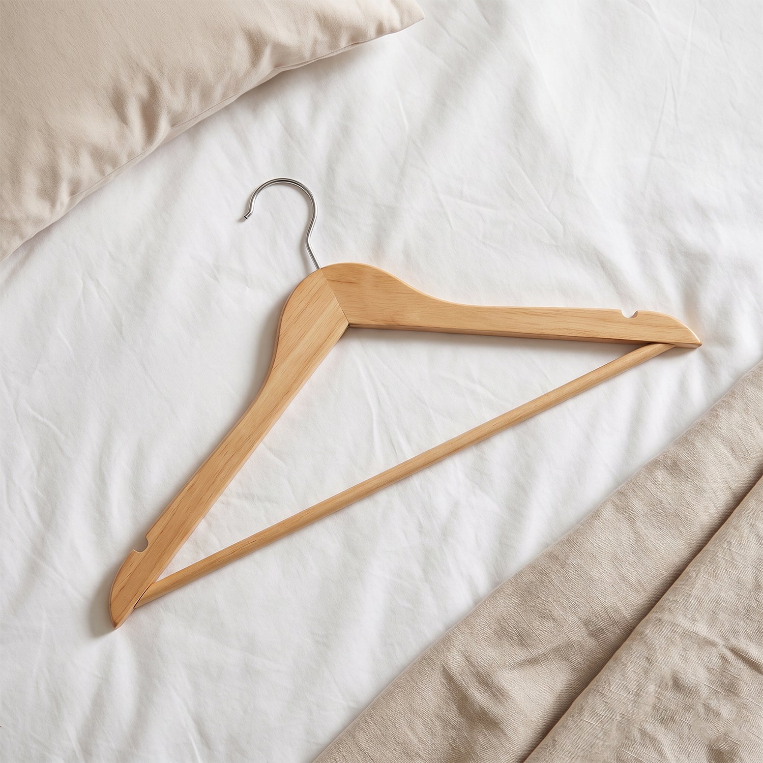Anti slip wooden hanger for shirts, blazers and trousers