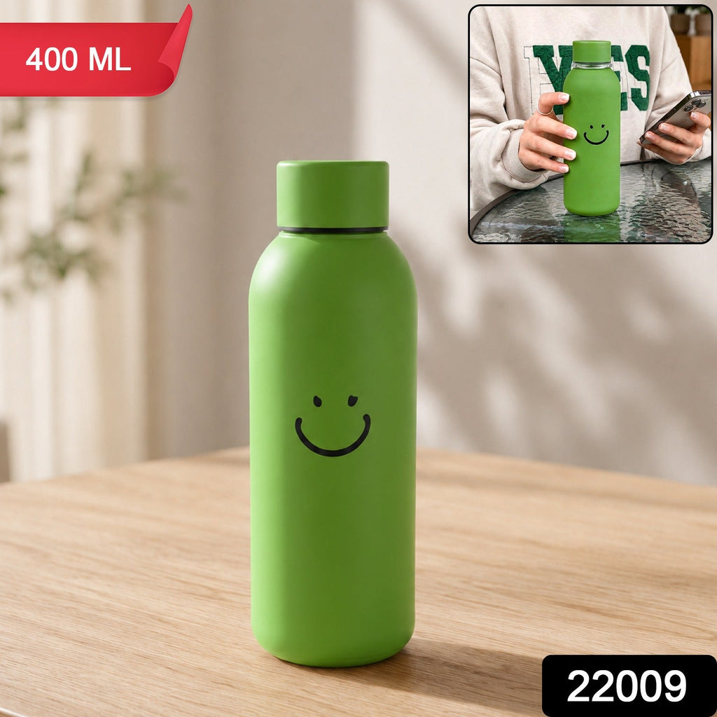 400 ML Smiley Face Glass Travel Water Bottle with Silicone Sleeve (1 Pc)