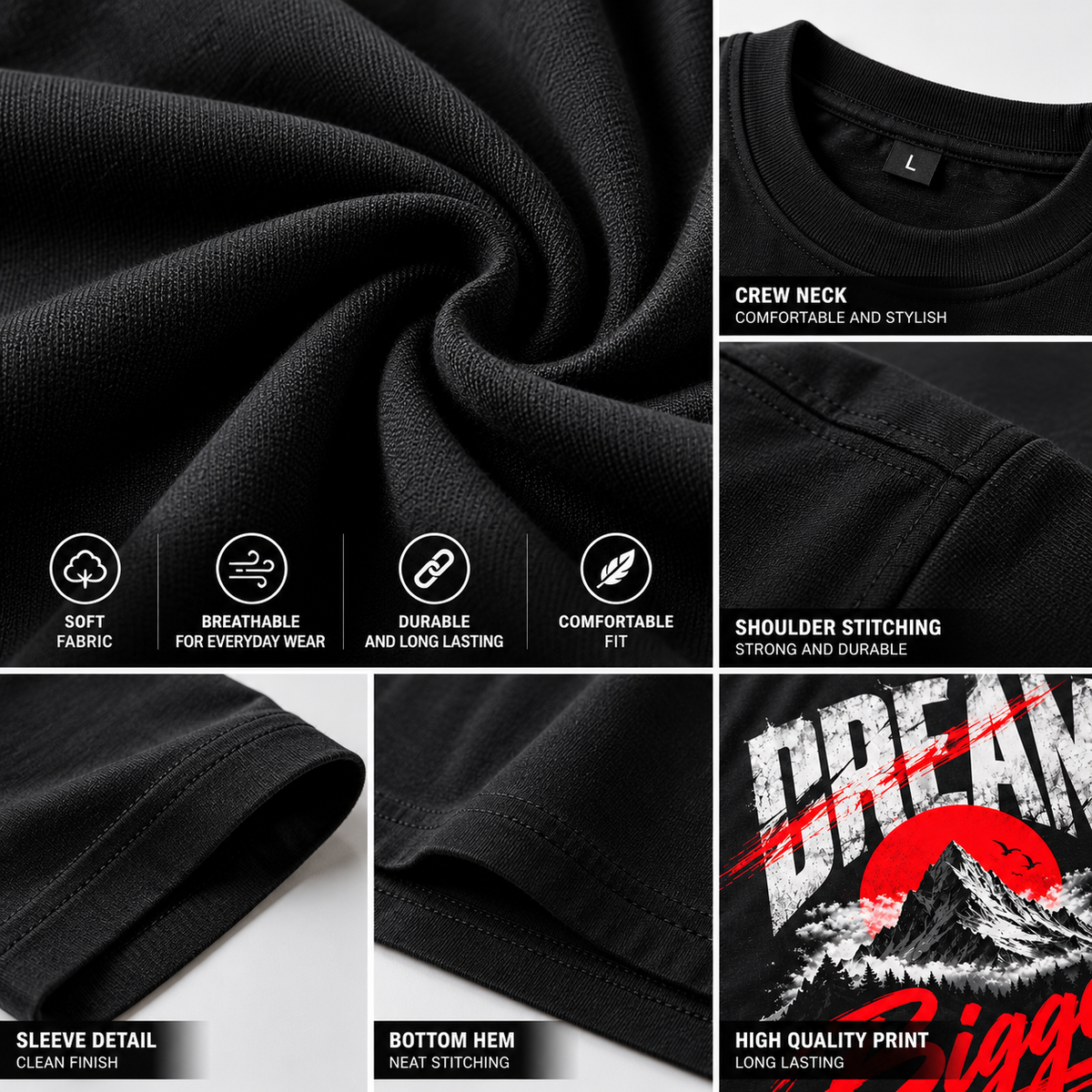Dream Bigger Premium Graphic T-Shirt black
