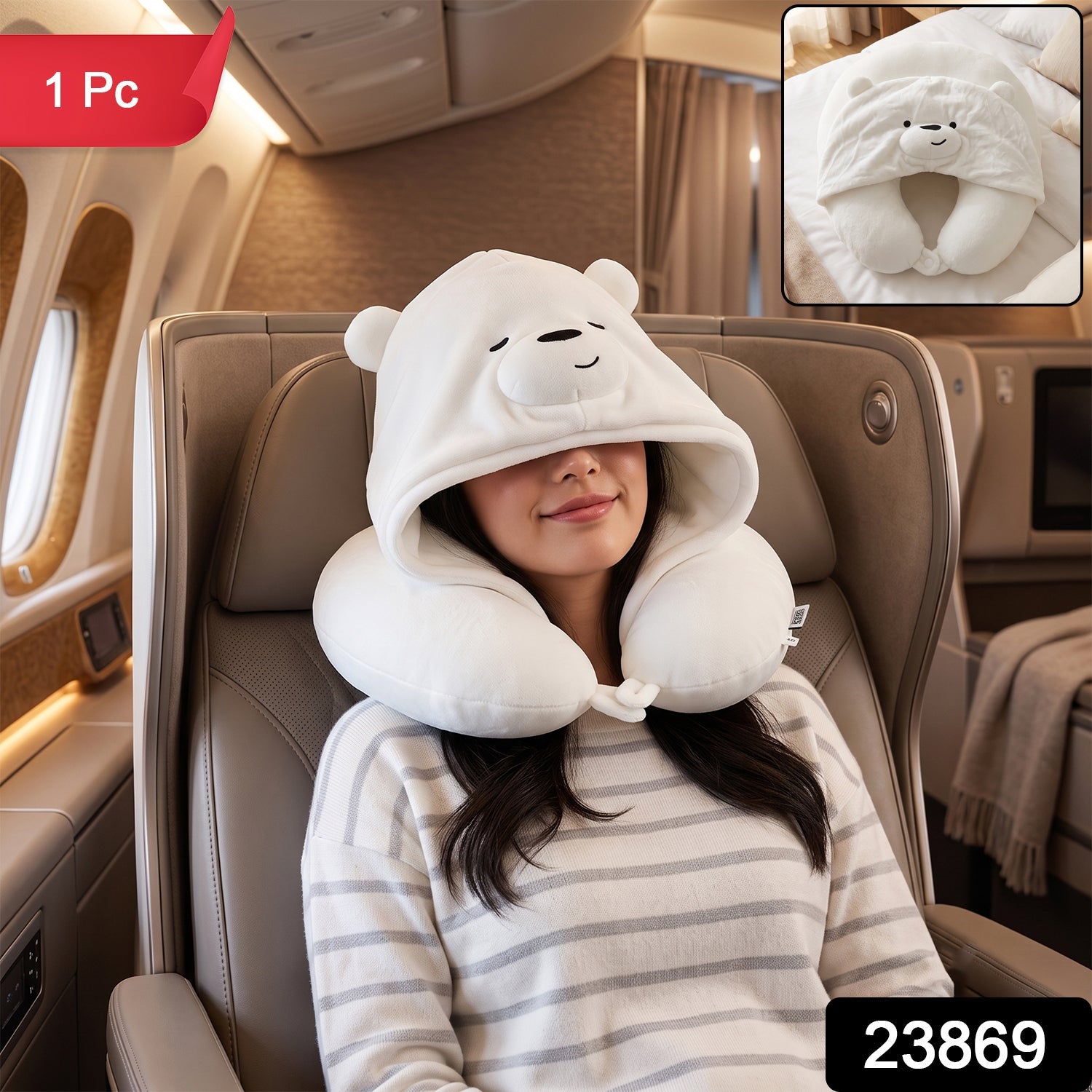White bear travel pillow hood