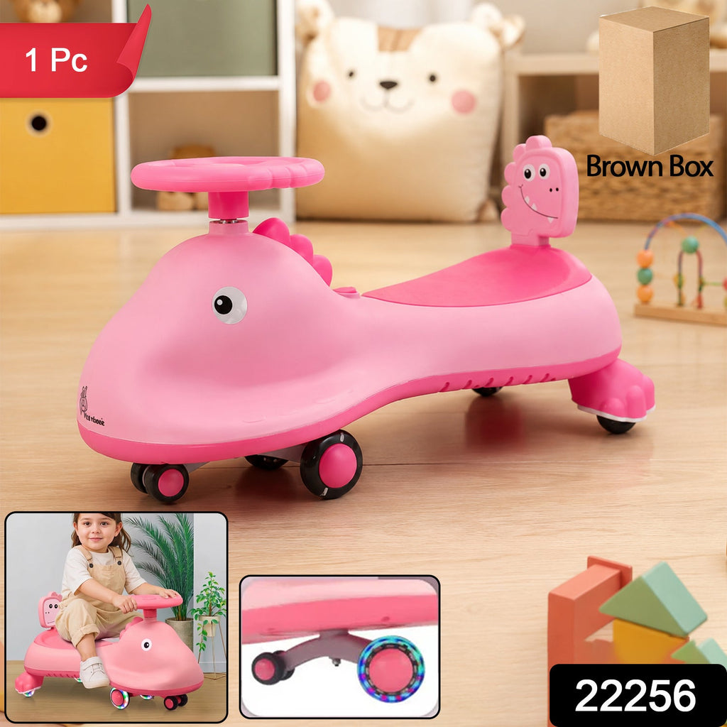Pink shark swing car ride on toy with music for kids