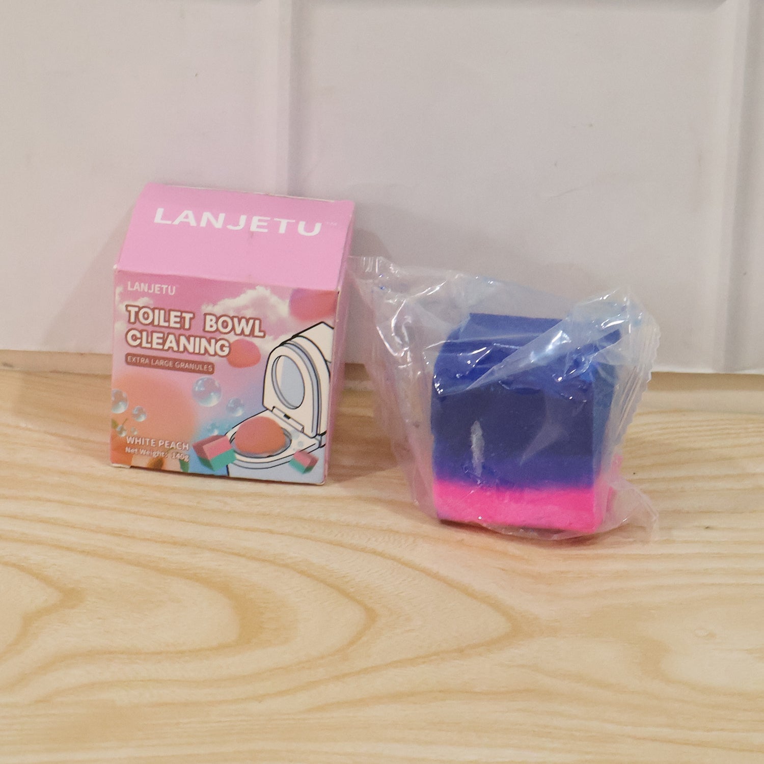 Bathroom flush cleaner block for complete hygienic toilet care.